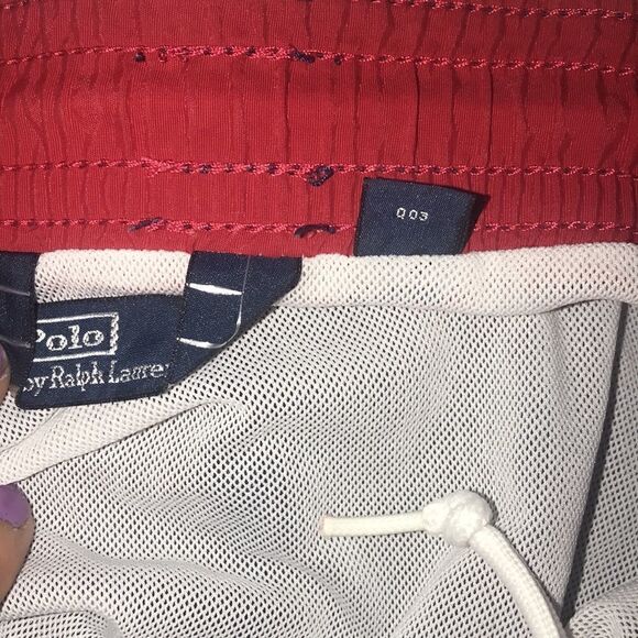 Polo by Ralph Lauren Men's Blue Red Drawstrings Swim Trunks Size Large - Picture 6 of 10